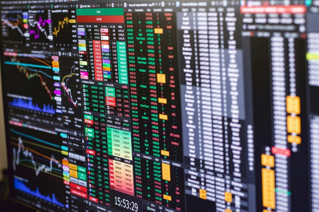 pexels-photo-16594725-16594725 Detailed financial trading screen with colorful charts and data representing market fluctuations.